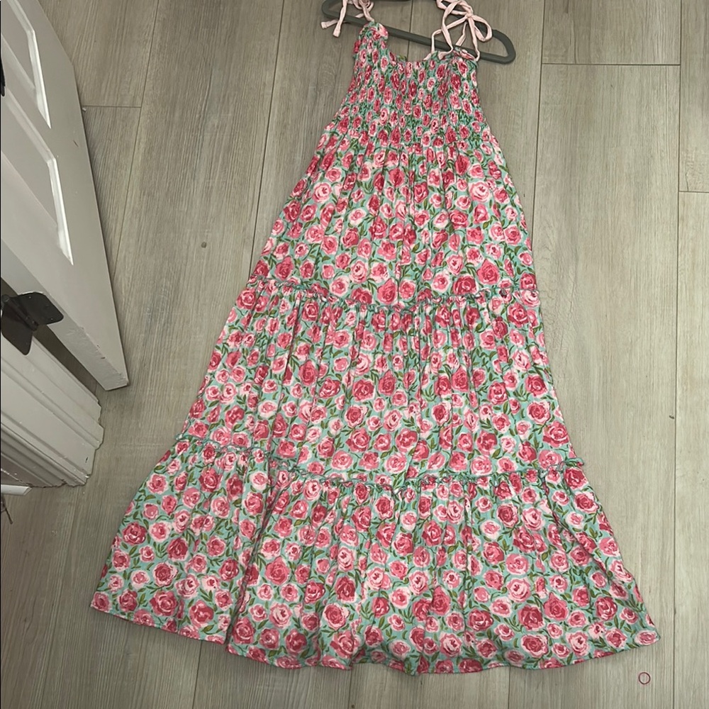 Sweethoney Floral Pink and Green Kids Dress